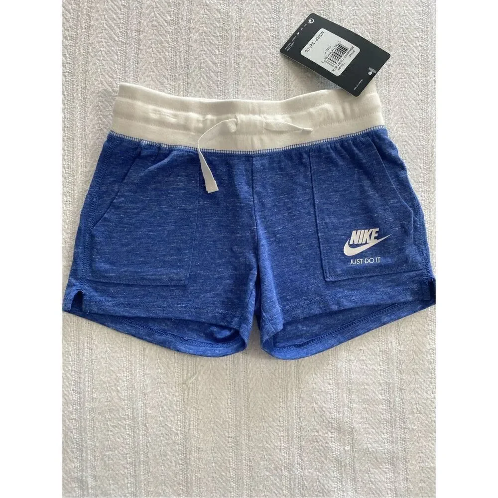 Nike Girls Size 6 Just Do It Drawstring Wide Band Knit Shorts